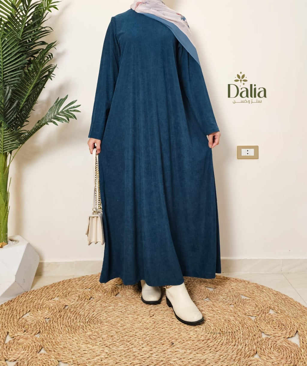 بيزك دريس قطيفة مضلع - Dalia Fashion-جنزاري