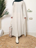 بيزك دريس قطيفة مضلع - Dalia Fashion-بيج