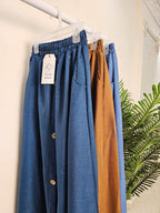 جيبة كتان زراير خشب - Dalia Fashion