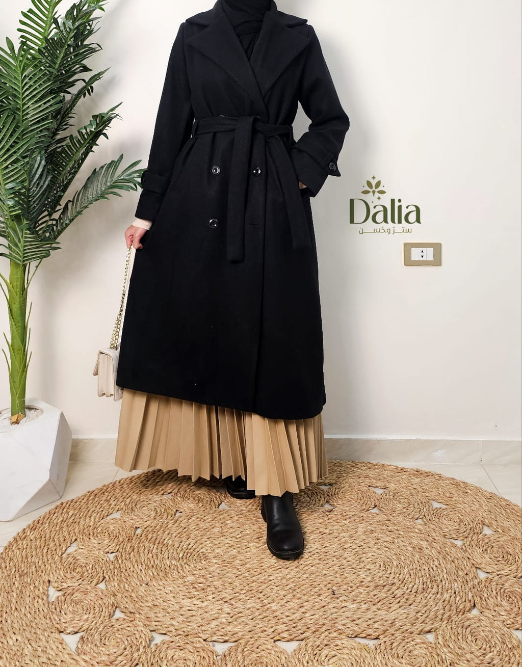 ترانش كوت "غالية" - Dalia Fashion-اسود
